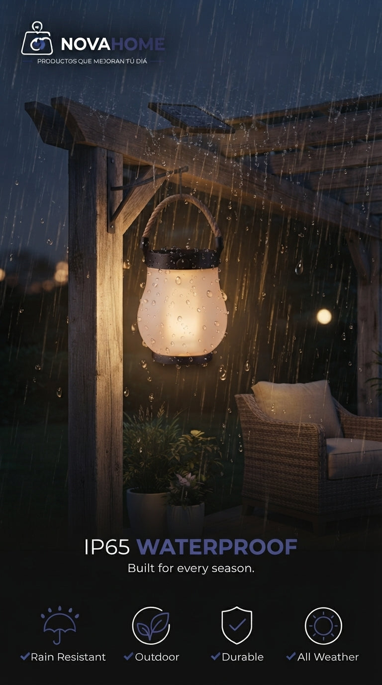 Lámpara Solar LED Efecto Llama | Impermeable y Recargable USB-C