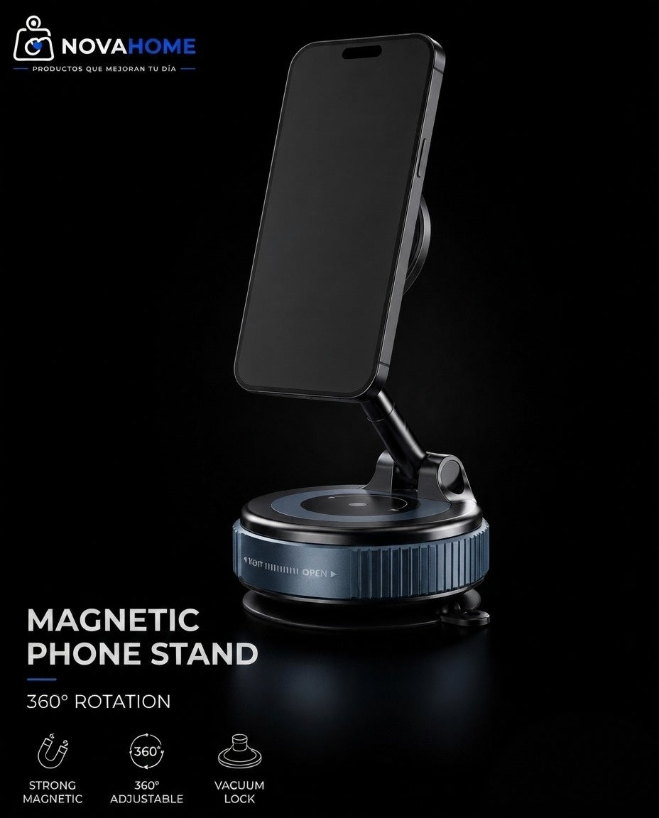 Soporte Magnético Premium 360° Para Celular con Base de Succión al Vacio
