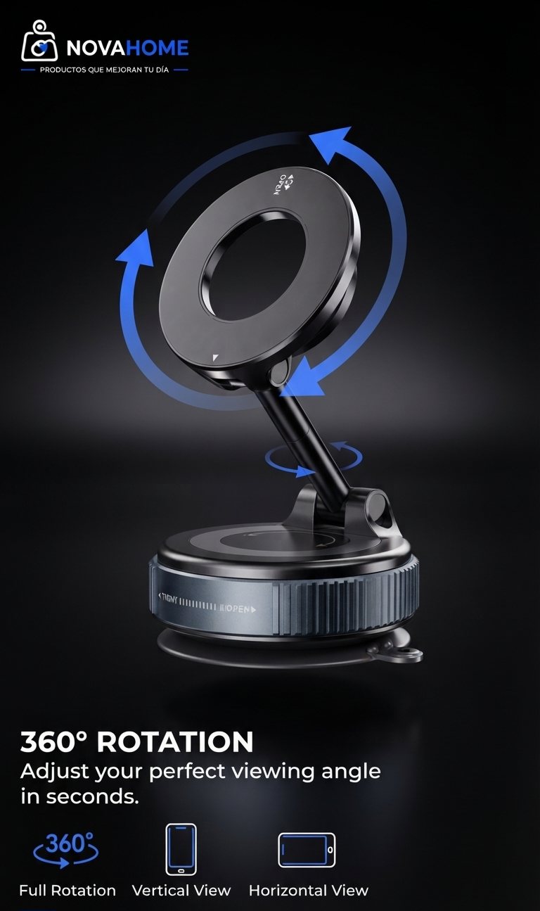 Soporte Magnético Premium 360° Para Celular con Base de Succión al Vacio