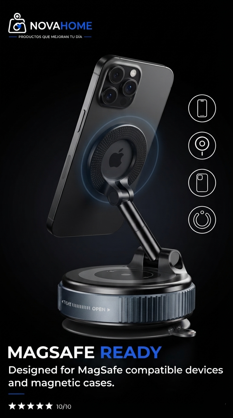 Soporte Magnético Premium 360° Para Celular con Base de Succión al Vacio