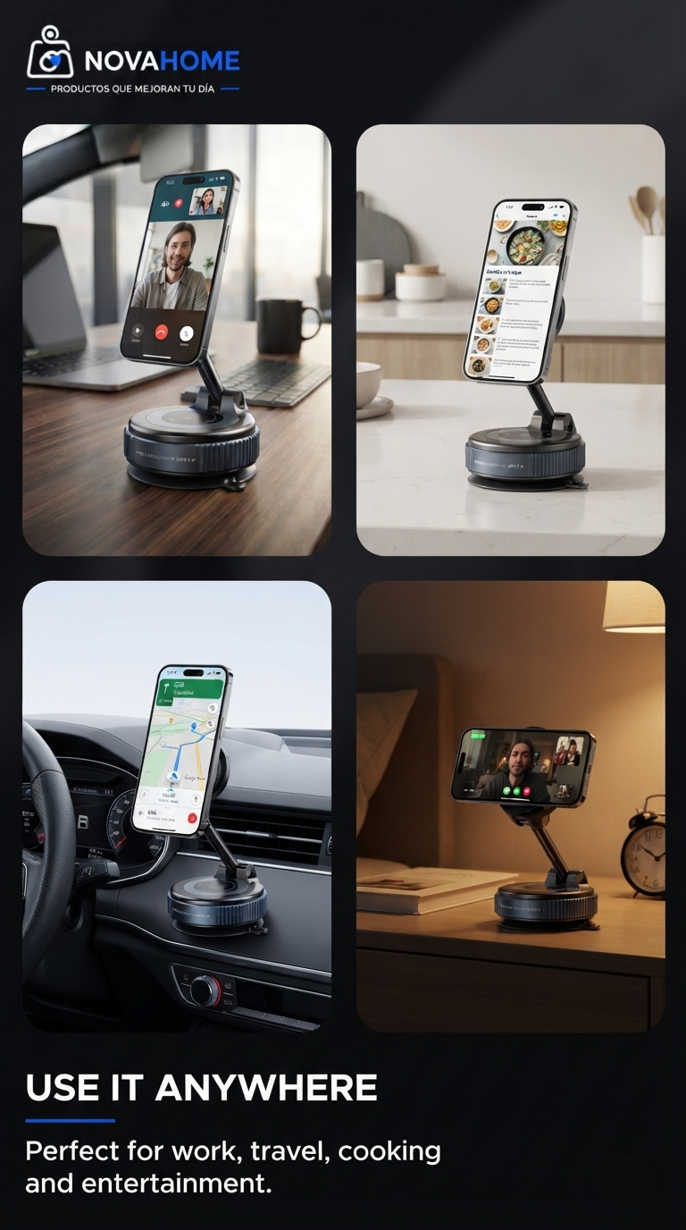 Soporte Magnético Premium 360° Para Celular con Base de Succión al Vacio