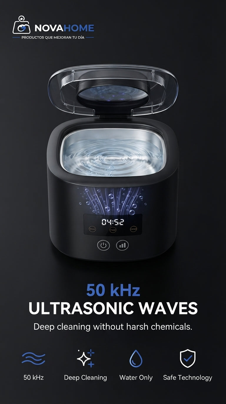 Máquina de Limpieza Ultrasónica Recargable 50 KHz | Joyas, Retenedores y Más