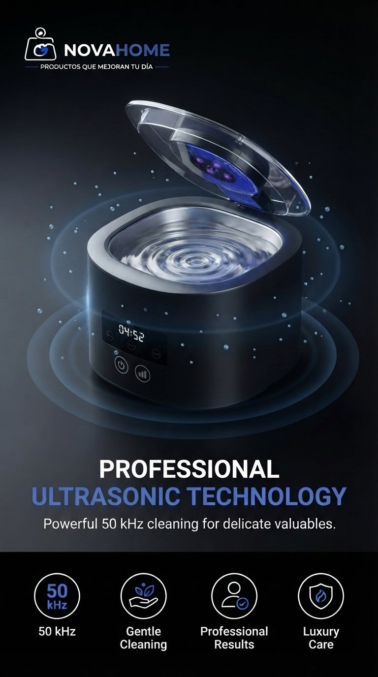 Máquina de Limpieza Ultrasónica Recargable 50 KHz | Joyas, Retenedores y Más