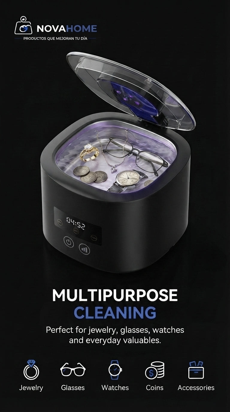 Máquina de Limpieza Ultrasónica Recargable 50 KHz | Joyas, Retenedores y Más
