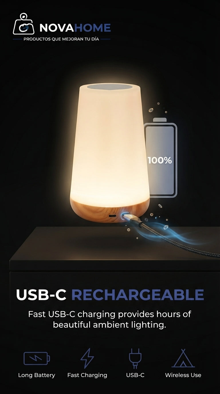 Lámpara Nocturna LED RGB Recargable | 13 Colores con Control Remoto