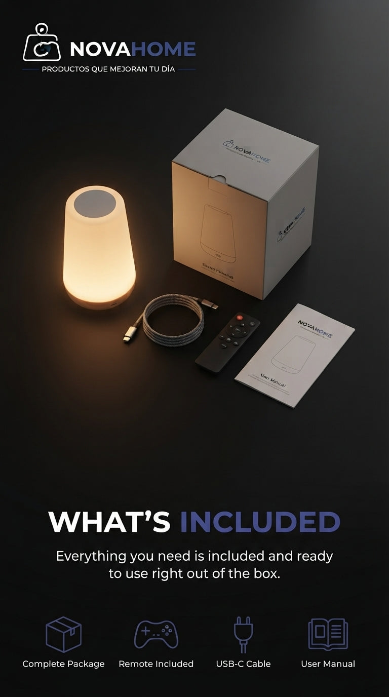 Lámpara Nocturna LED RGB Recargable | 13 Colores con Control Remoto