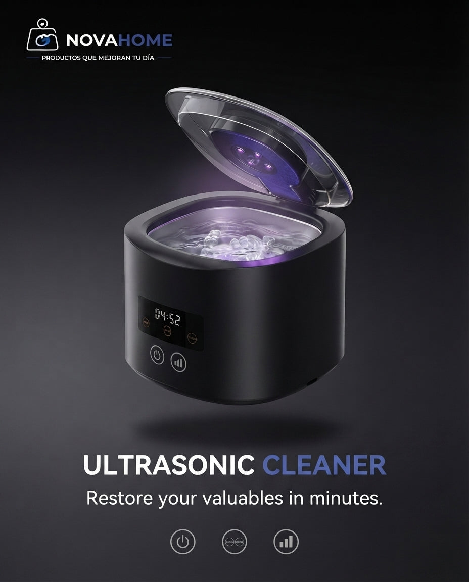 Máquina de Limpieza Ultrasónica Recargable 50 KHz | Joyas, Retenedores y Más
